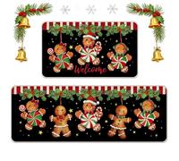 SYTTNUM Alfombra de Navidad, Navidad Felpudo, Juego de 2 Alfombras de Cocina, Alfombras de Decoración de Navidad, para el Pasillo, el Salón, el Baño, la Cocina (40 x 60 + 40 x 120 cm)