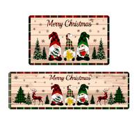 SYTTNUM Alfombra de Navidad, Navidad Felpudo, Juego de 2 Alfombras de Cocina, Alfombras de Decoración de Navidad, para el Pasillo, el Salón, el Baño, la Cocina (40 x 60 + 40 x 120 cm)