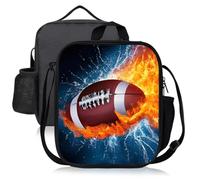 SYTTNUM Bolsa de Almuerzo para niños, Lonchera con Estampado de Rugby 3D para niños, reutilizable, lonchera portátil, bolsa térmica para oficina, escuela, picnic, viajes al aire libre (25×20×9cm)