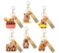 SYTTNUM Capybara Llavero 6 Piezas,Divertido Capibara Llaveros,Kawaii Regalo Keychain De Capibara Keychains,Juguetes Carpincho De Capibara Mini Animal Keyring Para Mochila Decorar Navidad Regalo