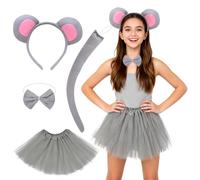 SYTTNUM Conjunto de Disfraces de Animales, Mouse Diadema para Disfraz de Orejas, Accesorios de Decoración de Fiesta, Accesorios de Cosplay de Animales para Niñas y Niños Fiesta de Disfraces-4pcs