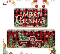 SYTTNUM Felpudo de Navidad, Alfombras de Cocina de Navidad de Navidad 2pcs Nochebuena Bienvenidos a Casa para Decorar Alfombras, Adecuadas para Dormitorios, Puertas, Cocinas, Balcones