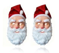 SYTTNUM Máscara de Papá Noel, Máscara de Papá Noel con Sombrero y Barba, Máscar-a de Navidad Terror Carnaval cos-play Mascarada, Accesorios para Fiestas de Disfraces y cos-play, 2 Unidades