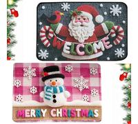 SYTTNUM Set de Alfombrillas Navideñas, Alfombra de Entrada de Navidad, Felpudo con Motivos Navideños, Apto para la Decoración de la Entrada del Baño y el Dormitorio - 40 * 60CM - 2PCS