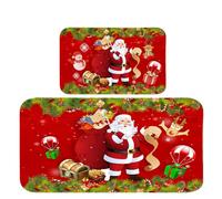 SYTTNUM Tapete de Bienvenida de Navidad,Felpudo de Navidad,Felpudo con Estampado de Papá Noel,Ideal para Decoraciones Navideñas, Cocinas y Cuartos de Lavado,100 * 100 cm