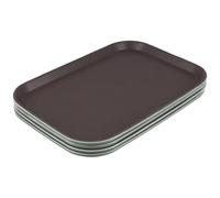 SYUTBOU 4 Bandejas de Plástico Rectangulares para Servir 35,5 x 25,5 cm - Antideslizantes, Apilables, Apto Lavavajillas - para Cocina, Restaurante, Gastronomía, Comida Rápida
