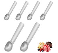 SYUTBOU 6 cucharas de helado de aluminio, 17,8 x 4,1 cm, cucharas de helado plateadas, cucharas de bolas para gelato, sorbete, masa de galletas