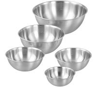 SYUTBOU Juego de 5 Cuencos de Acero Inoxidable Apilables con Marcas de Medición - 800ml a 4000ml - Ensaladeras para Cocina, Mezclar y Servir - Apto para Lavavajillas