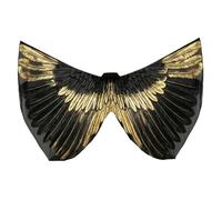 Syutokul Disfraz de ala de mariposa para niñas y máscara, ala de gasa ligera, llamativo estampado de polilla, conjunto completo de cosplay para fiestas, disfraces para niñas, negro/blanco.