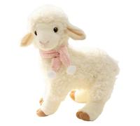 Syutokul Oveja de Peluche Linda Oveja rellena de pie con decoración de Lazo y Babero, Animal de Peluche de Cordero Esponjoso para niños y niñas, 31 cm