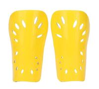 SYUULCOI Espinilleras de fútbol para niños, almohadillas de material EVA con diseño de pie izquierdo y derecho, equipo de protección para fútbol juvenil, protectores de (Amarilla)