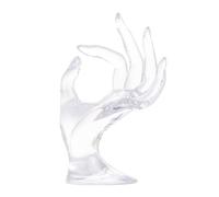 SYUULCOI Estante de presentación de joyería de mano, soporte de anillo de pulsera con forma OK transparente de plástico Simple para joyería, hogar