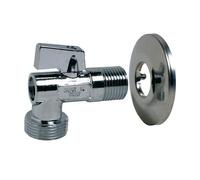 Syveco 684045 Series 684 Válvula de bola para lavadora, soporte cromado extendido con roseta, 1/2 pulgada BSP x 1/2 pulgada BSP x 3/4 pulgadas BSP