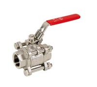 Syveco 790007 Serie 790 - Válvula de bola, 3 unidades, acero inoxidable PN63 FF, mango de acero inoxidable rojo, zona inicial de 1 pulgada 1/4 BSP x 1 pulgada 1/4 BSP