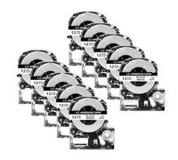 Sywchrf 5pk 10pk SS12KW Cinta de Etiqueta Compatible Adhesivo de 12 mm para LW-300 El Fabricante de Etiquetas LW-400 Funciona con KingJim SC12YW Etiquetas(10PK Black on White)