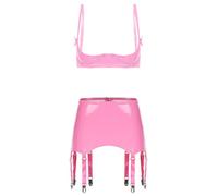 Sywiyi Bobydoll - Osito de peluche para mujer, brillante y metálico, aspecto mojado, estilo polo, dance, rave, bailarina, escenario, carnaval, rosa, S