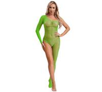Sywiyi Body transparente de nailon para mujer, de malla, ropa interior, ropa interior, ropa de noche, lencería elástica, verde, Talla única