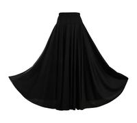 Sywiyi Falda de Flamenco para mujer larga, falda de baile, falda de swing, falda de danza del vientre, falda maxi, falda de danza española con cintura elástica, disfraz de baile para escenario, Negro