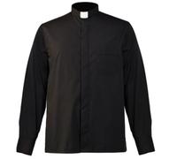Sywiyi Klerus Camisa para hombre, camiseta de sacerdote, parte superior de manga larga, camiseta medieval párroco, obispo, disfraz de carnaval, Negro , XXL