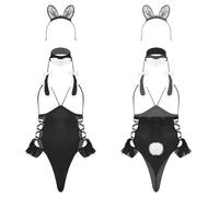 Sywiyi Lencería erótica para hombre, disfraz de conejito, con accesorios, uniforme, cosplay, ropa de dormir, tipo E, talla única