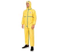 Sywiyi Mono de protección impermeable para hombre, mono de trabajo de una pieza, mono de cuerpo completo, con capucha, traje de pintura, ropa protectora, Amarillo A., L