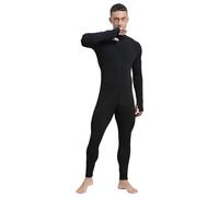 Sywiyi Mono deportivo para hombre Overall Sport Bodysuit Jumpsuit Largo Traje de cuerpo entero de una pieza Body Ajustado Slim Fit Acanalado Entrenamiento Gimnasio Fitness Outfit, A negro., L