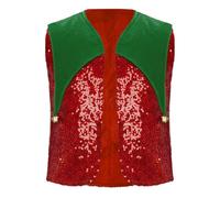 Sywiyi Niño Niña Chaleco Elfo Traje Niñas Varones Vestido Navidad Navideño | Chaqueta Mini Navidad,Vestuario Cosplay,Bordado Elfo Con Decoración Campanas,Juego Rol,La Fiesta,De,Fiestas Temáticas