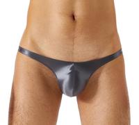Sywiyi - Tanga de baño para hombre, slip corto, mini, con cordón, traje de baño, calzoncillos de verano, con elástico, de cintura baja, gris, L