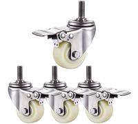 Sywlwxkq Ruedas de Transporte con Frenos, Acero Inoxidable 304, Ruedas de Nailon para Servicio Pesado, 360 & deg; Rotación, Ruedas para Muebles, con Tornillos, M8 / M10 / M12,4 Frenos, 40 m