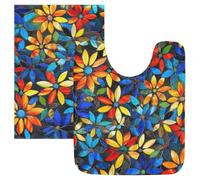 SyXIOP Alfombra de baño antideslizante de estilo bohemio con vidrieras multicolor