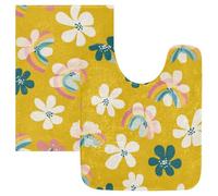 SyXIOP Alfombra de baño antideslizante, estilo Oliver Jeffers, color amarillo azalea, arcoíris
