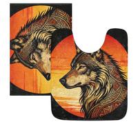 SyXIOP Alfombrilla de baño antideslizante con diseño de lobo bohemio