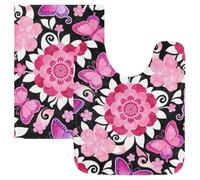 SyXIOP Alfombrilla de baño antideslizante con diseño de mariposa rosa bohemio