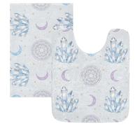 SyXIOP Alfombrilla de baño para baño, diseño de luna de estrellas azul bohemio