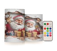 SyXIOP Arte de pared con ilusión óptica 3D de Papá Noel, velas parpadeantes decorativas con control remoto, luces electrónicas, mística con temporizadores para San Valentín, San Valentín, funciona con