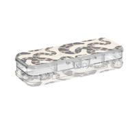 SyXIOP Ball Python - Caja de lápices transparente de diseño minimalista de 2 capas para suministros de papelería con tapa