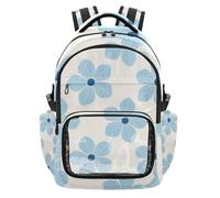 SyXIOP Blue Blossoms - Mochila escolar transparente simple y resistente para la escuela, trabajo, viajes, edad 7-18 años, mochila personalizada para nina