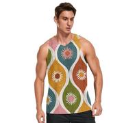 SyXIOP Boho Chic Wave Line Daisy Colorful Dry Fit - Camiseta sin mangas para hombre, cuello redondo, sin mangas, para verano, Boho Chic Wave Line Daisy Colorido, M