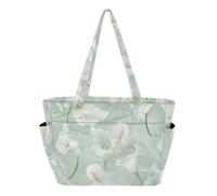 SyXIOP Bolsa de hombro de uso diario, lirio de cala, flores, colores pastel, verde menta