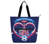 SyXIOP Bolsa de libros para niños, mujeres y hombres, 2026 Copa del Mundo de fútbol Bolsos grandes Bolsa de playa para comestibles Bolsa de playa con bolsillos con cremallera para la universidad