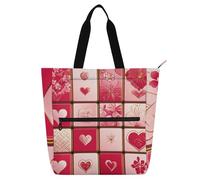 SyXIOP Bolsa de libros para niños, niñas y adultos, Texas Hold'em rojo dorado, San Valentín, bolsa de comestibles reutilizable resistente a desgarros con cremallera para la universidad, compras, playa