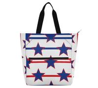 SyXIOP Bolsa de libros para niños, niñas y mujeres, diseño de rayas, 4 de julio, Día de la Independencia, tela Oxford 600D, reutilizable, con cremallera, para escuela, trabajo, viajes, tela para