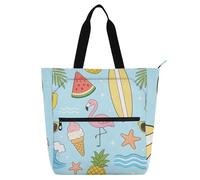 SyXIOP Bolsa de libros para niños y niñas, bolsa de actividades para niños y niñas, diseño de sandía, palma, flamenco, resistente a los arañazos, bolsa de actividades para niños con cremallera para la