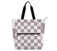 SyXIOP Bolsa de libros para niños y niñas, diseño de cuadros marrones texturizados, tela Oxford 600D, bolsa de compras reutilizable con cremallera para la universidad, compras, playa, guardar libros