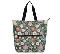 SyXIOP Bolsa de libros para niños y niñas, flores retro coloridas 600D Oxford, tela Oxford resistente, reutilizable, bolsa de comestibles para la escuela, compras, viajes, bolsa para libros de lectura