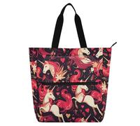 SyXIOP Bolsa de mano para los amantes de los libros, diseño de unicornios, corazón, San Valentín, ligera, para lecciones de piano para la escuela y el tiempo de juego