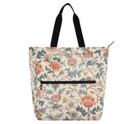 SyXIOP Bolsa de mano para niños, estudiantes y adultos, diseño retro de flores marrones, resistente al agua, bolsa de lecciones de piano para la escuela y el tiempo de juego para libros de lectura