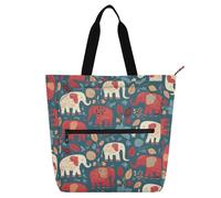SyXIOP Bolsa de mano para niños y adultos, diseño de elefantes burdeos, tela Oxford 600D, reutilizable, con cremallera, para la escuela, compras, comestibles, libros de lectura