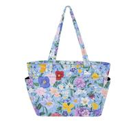 SyXIOP Bolsa de mano plegable con flores azules