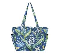 SyXIOP Bolsa de piscina, bolsa de gimnasio, azul marino oscuro, diseño de lirio del valle